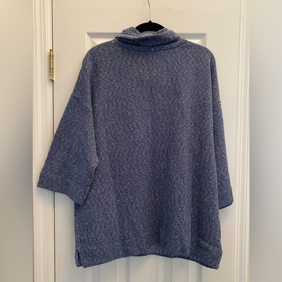 Pure Jill - Cowl neck -  blue shirt with kangaroo pocket and 3/4 sleeves - M - Picture 3 of 9